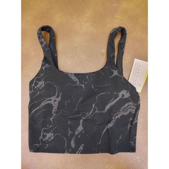 Women's Marbel Print Longline Cropped Tank Bra - All in Motion Black Size XS - Picture 3 of 6